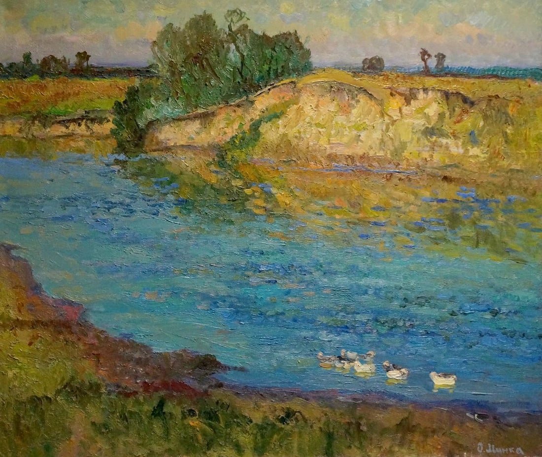 Oil painting River landscape Mynka Alexander Fedorovich - 2
