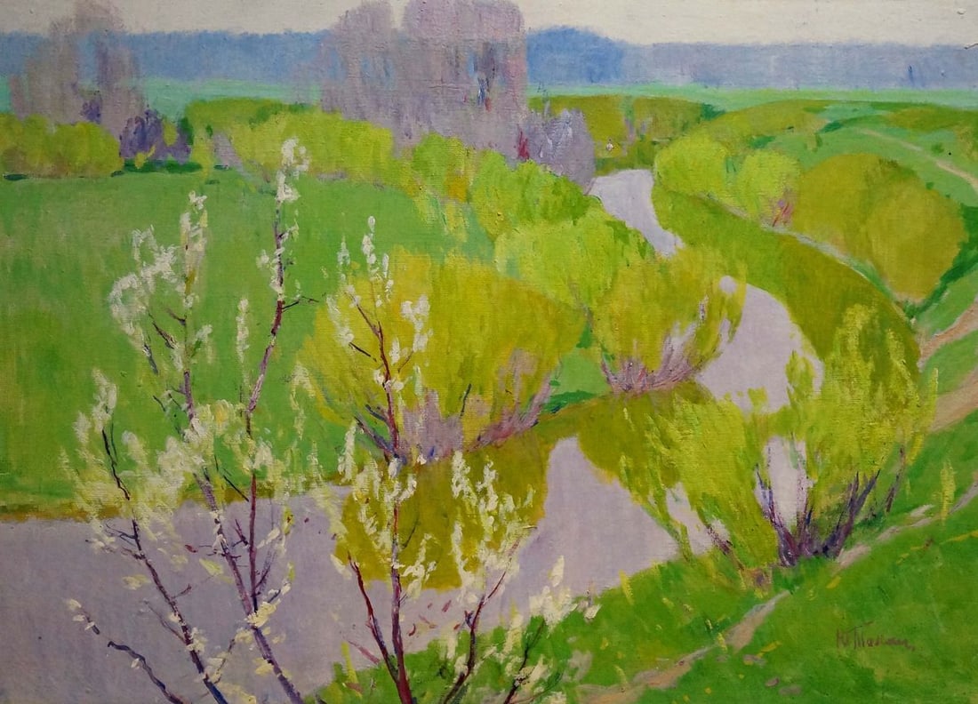 Oil painting River flows Tolpekin Yu. - 2