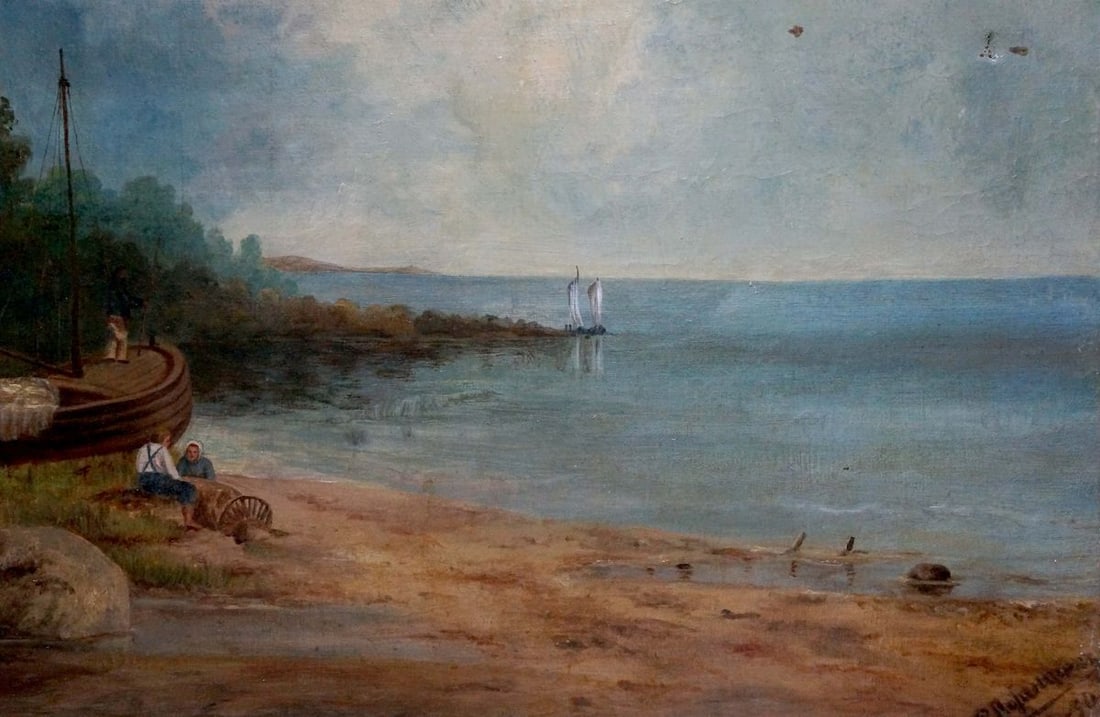 Oil painting People near the shore Lorentsev R. - 5