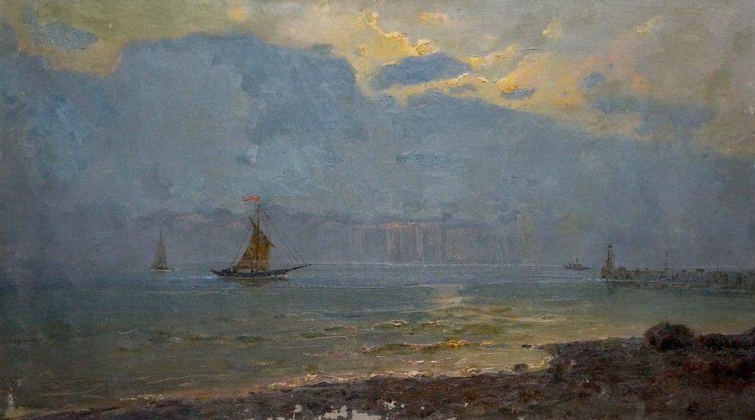 Oil painting Landscape: Title: Oil painting Landscape Description: NoVern 1664 *** ABOUT THIS PAINTING *** * TITLE: "Landscape" * ARTISTS: Unknown artist * SIZE: 100x57 cm/'39.37x22.44 inches' * MEDIUM: oil, canvas * HAND PA