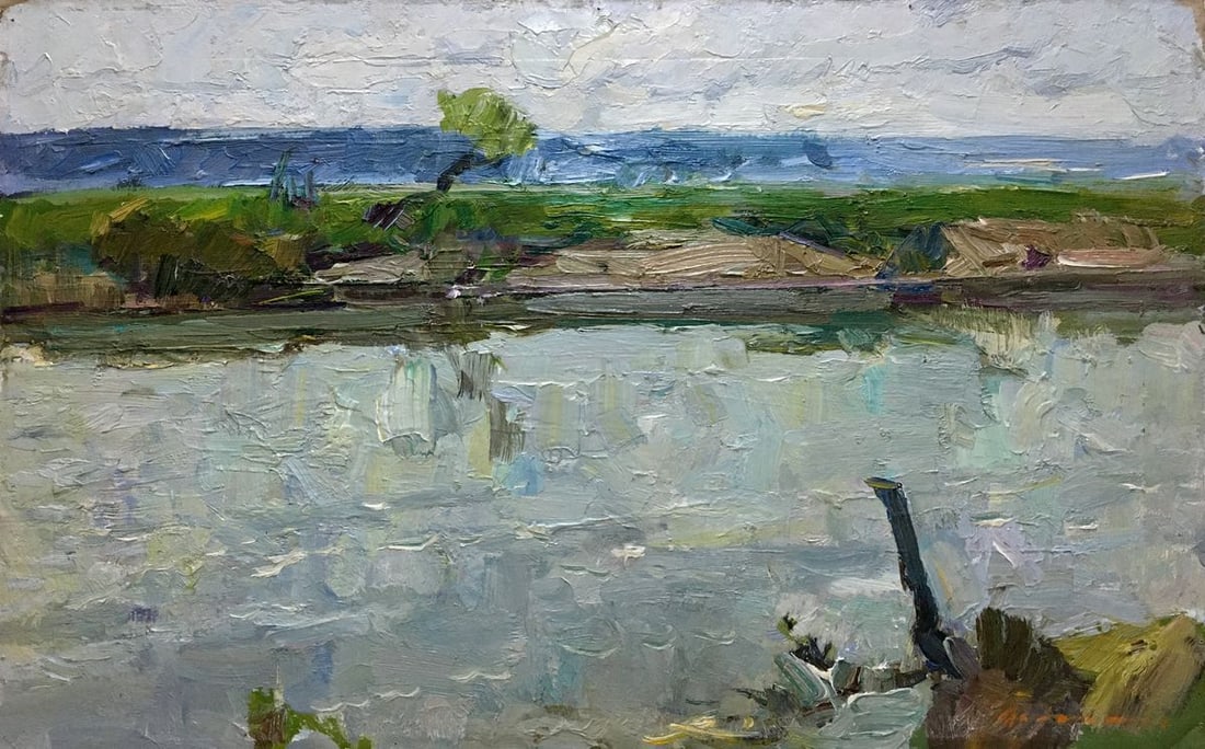 Oil painting River landscape Zakharov Fedor Zakharovich: Title: Oil painting River landscape Zakharov Fedor Zakharovich Description: NoVern 809 *** ABOUT THIS PAINTING *** * TITLE: "River landscape" * ARTISTS: Zakharov Fedor Zakharovich * SIZE: 50x80 cm/'19