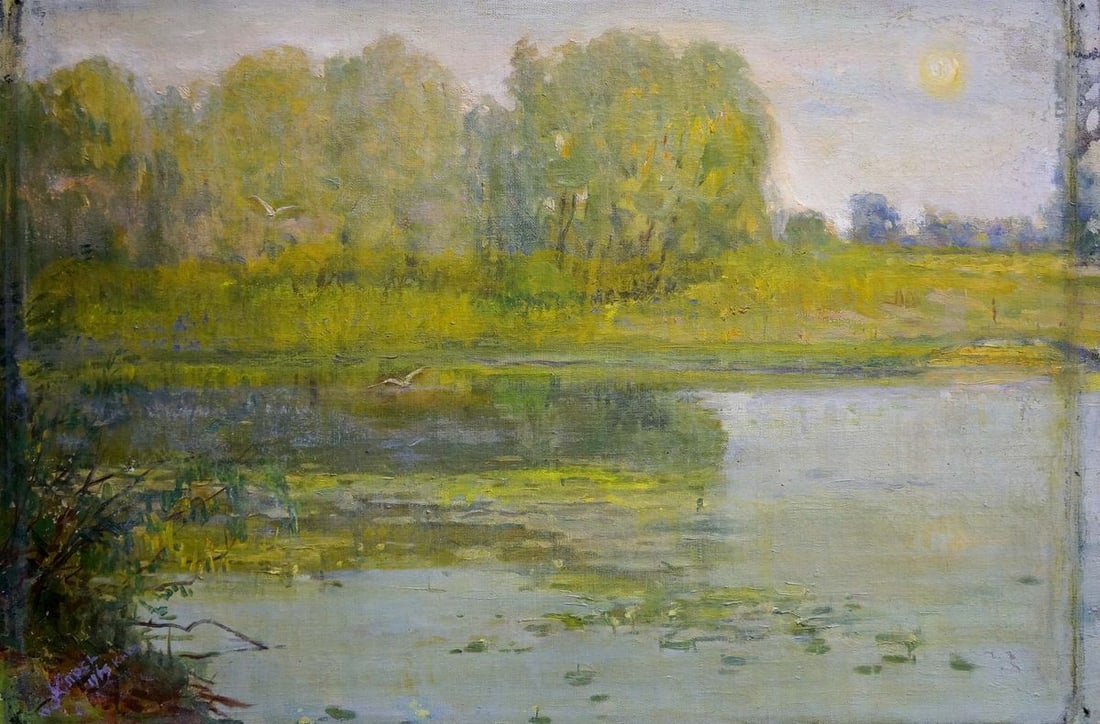 Oil painting River landscape Los' Ivan Grigor'yevich: Title: Oil painting River landscape Los' Ivan Grigor'yevich Description: NoVern 946 *** ABOUT THIS PAINTING *** * TITLE: "River landscape" * ARTISTS: Los' Ivan Grigor'yevich * SIZE: 50x75 cm/'19.68x29