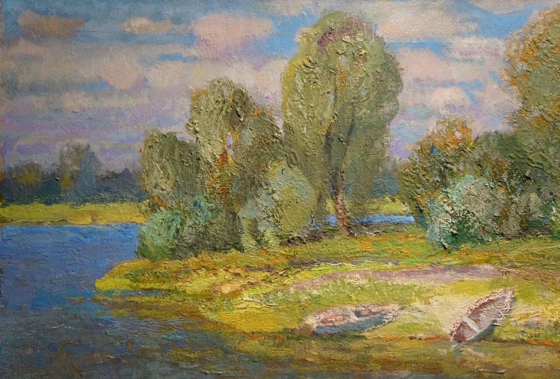Oil painting River landscape Mynka Alexander Fedorovich - 3