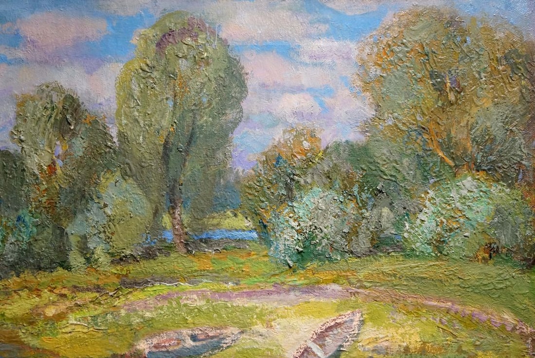 Oil painting River landscape Mynka Alexander Fedorovich - 4