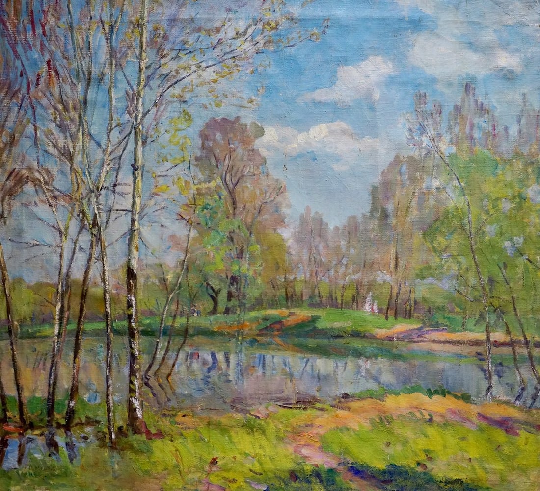 Oil painting Landscape: Title: Oil painting Landscape Description: NoVern 968 *** ABOUT THIS PAINTING *** * TITLE: "Landscape" * ARTISTS: Unknown artist * SIZE: 73x67 cm/'28.74x26.37 inches' * MEDIUM: oil, canvas * HAND PAIN
