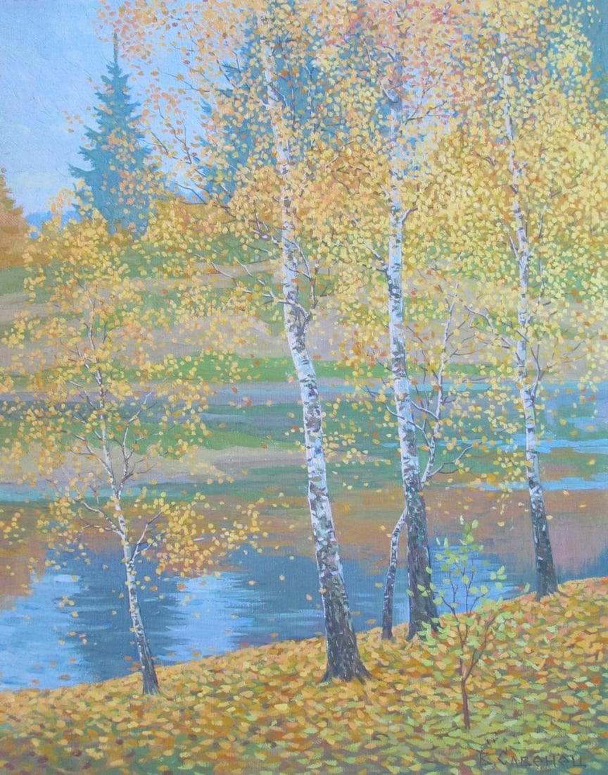 Oil painting Birch trees Kalebets Valery: Title: Oil painting Birch trees Kalebets Valery Description: NoSav 88 *** ABOUT THIS PAINTING *** * TITLE: "Birch trees" * ARTISTS: Kalebets Valery * SIZE: 50x40 cm/'19.68x15.74 inches' * MEDIUM: