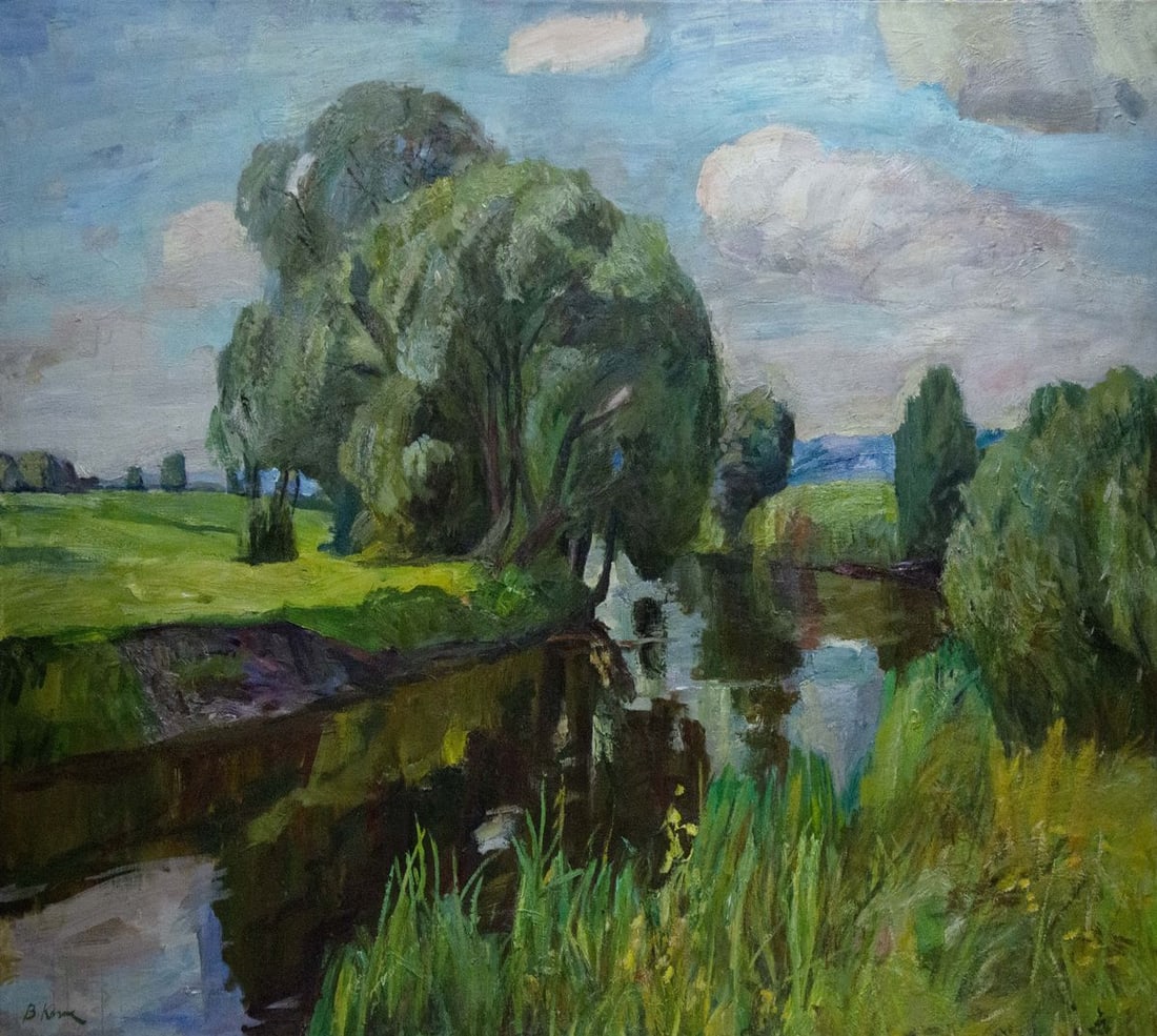 Oil painting River landscape Kozik Victor Georgievich: Title: Oil painting River landscape Kozik Victor Georgievich Description: NoVernd 135 *** ABOUT THIS PAINTING *** * TITLE: "River landscape" * ARTISTS: Kozik Victor Georgievich * SIZE: 136x196 cm/'53.