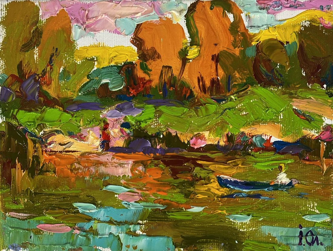 Oil painting Sunny river bank Oleksiy Ivanyuk - 3