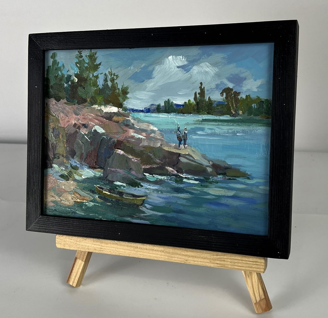 Oil painting Fishermen by the river Yuriy Suprunchuk - 2