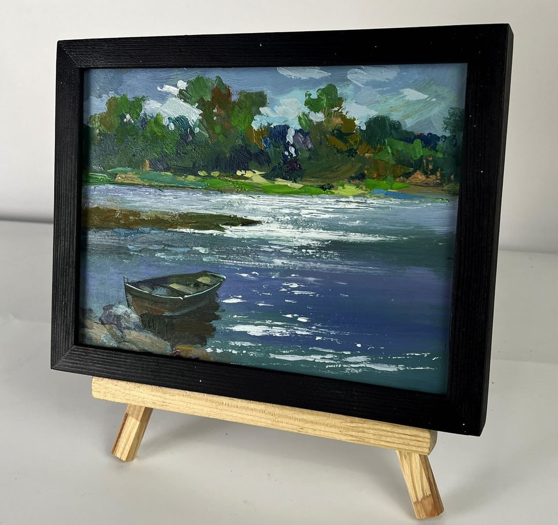 Oil painting Boat on the River Yuriy Suprunchuk - 2
