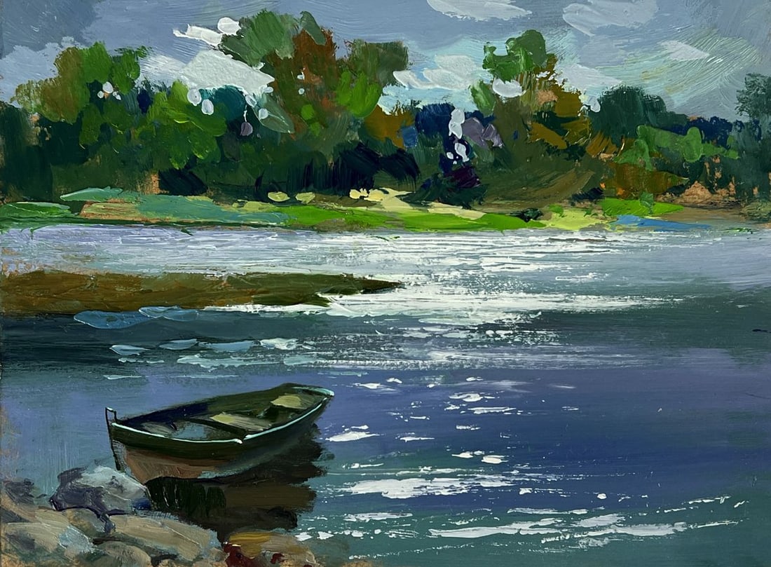 Oil painting Boat on the River Yuriy Suprunchuk - 3