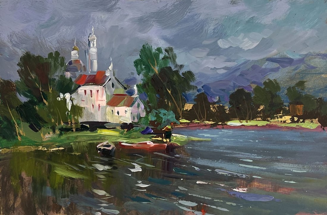 Oil painting Monastery near the river Yuriy Suprunchuk - 3