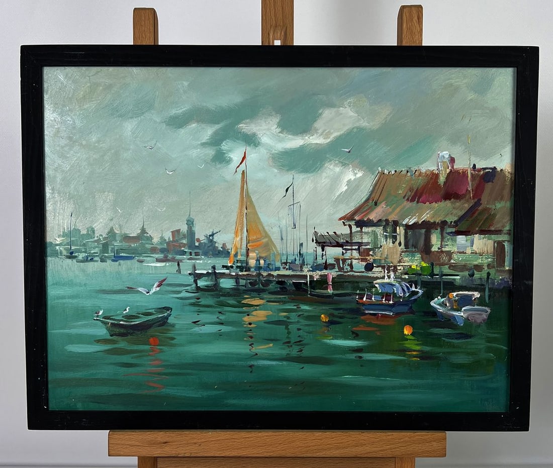 Oil painting Whispers of the Evening Harbor Yuriy Suprunchuk: Title: Oil painting Whispers of the Evening Harbor Yuriy Suprunchuk Description: NoAAA6262 *** ABOUT THIS PAINTING *** * TITLE: "Whispers of the Evening Harbor" * ARTISTS: Yuriy Suprunchuk * SIZE: