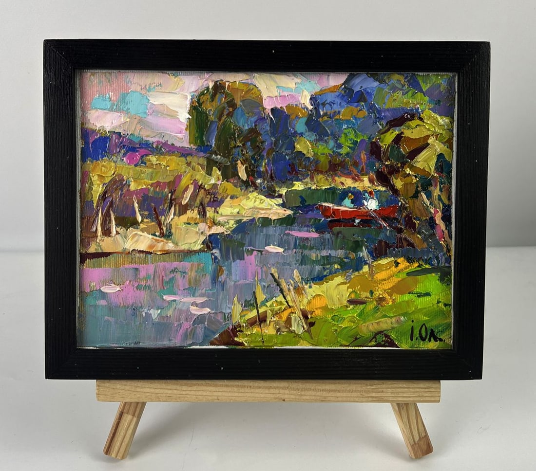 Oil painting In the morning in a boat on the river Oleksiy Ivanyuk (1 of 11)
