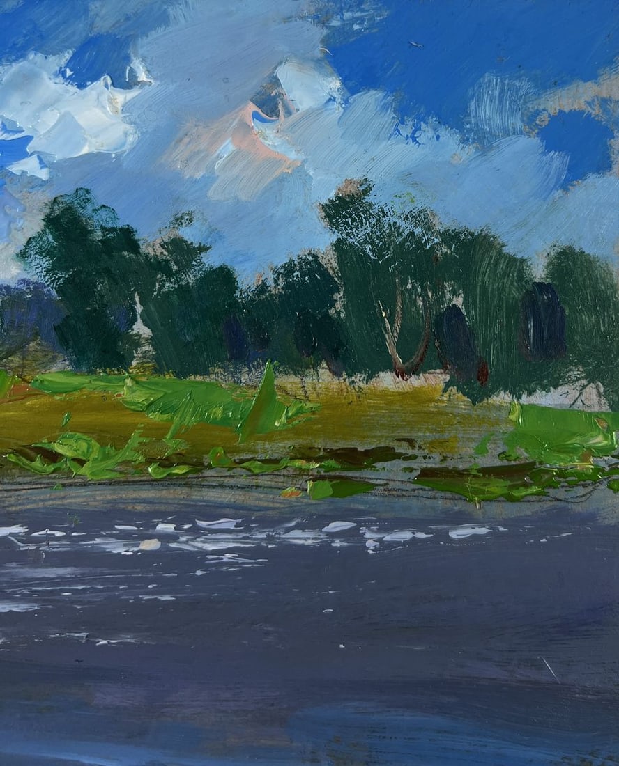 Oil painting People looking at the flow of river Yuriy Suprunchuk - 4