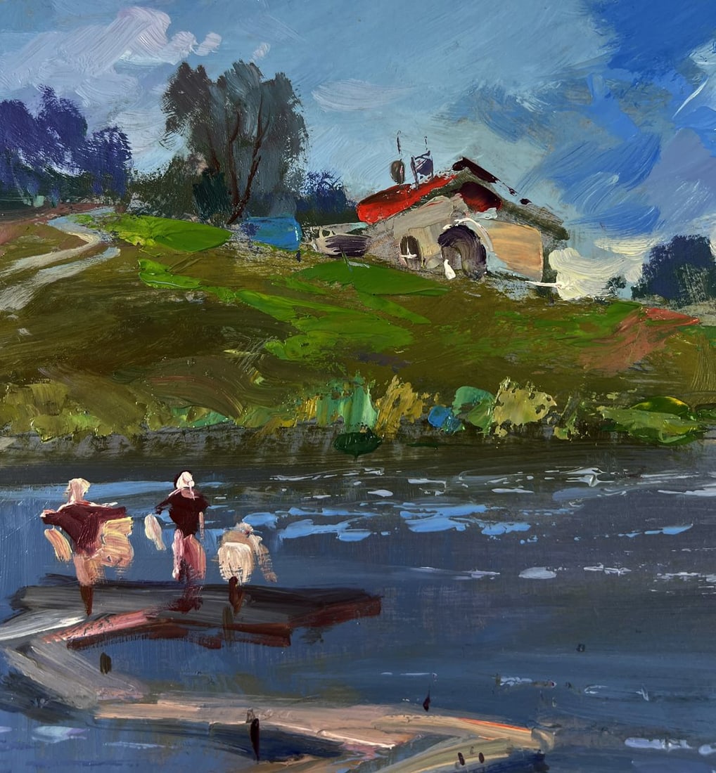 Oil painting People looking at the flow of river Yuriy Suprunchuk - 5