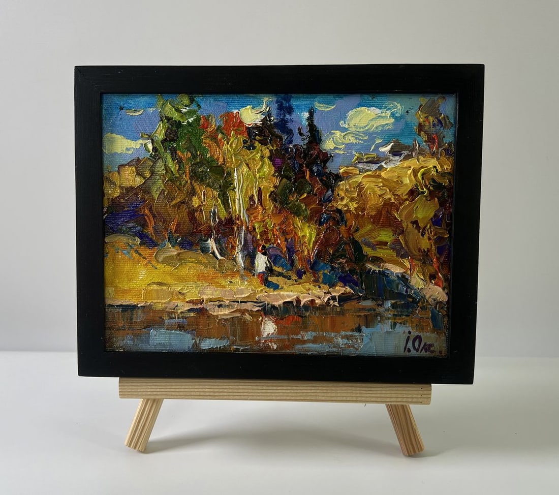 Oil painting Over the river Oksana Ivanyuk: Title: Oil painting Over the river Oksana Ivanyuk Description: NoAAA5592 The Oil painting Canvas titled "Over the river" presents a vivid and atmospheric vision of nature, where the viewer is