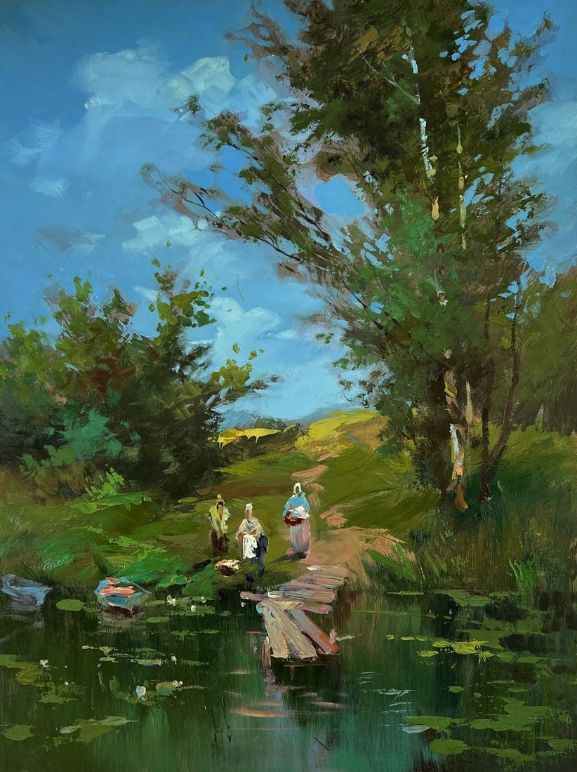 Oil painting At the village shore Yuriy Suprunchuk - 3