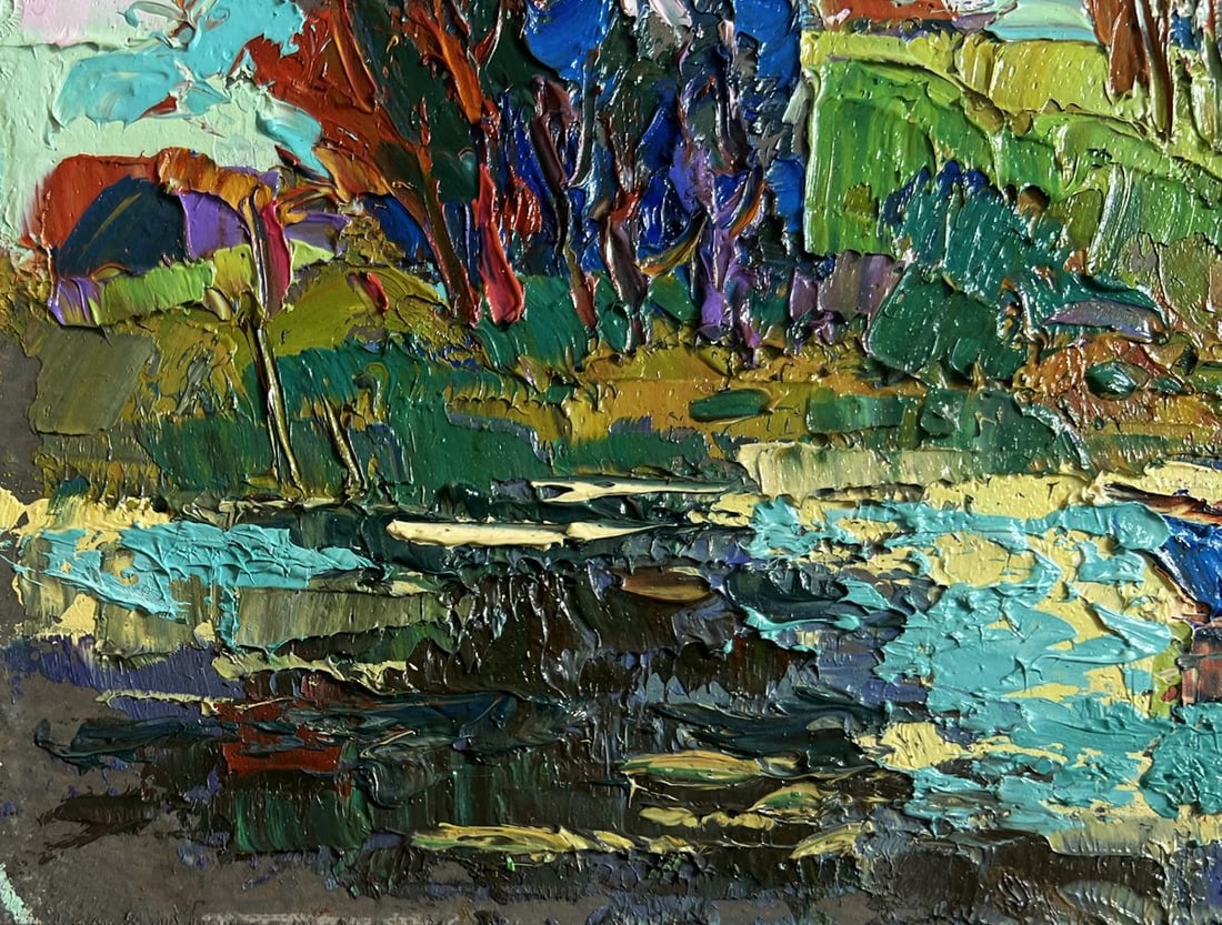 Oil painting Relaxation on the river Oksana Kalenyuk - 5