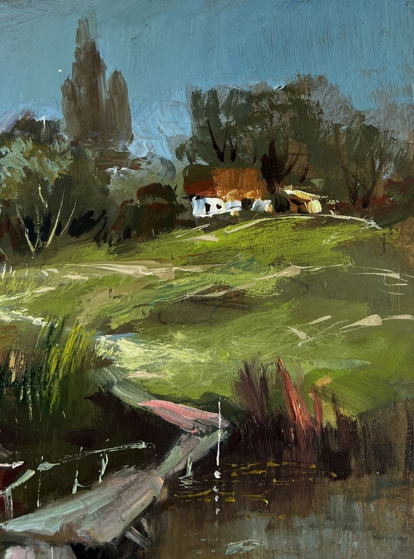 Oil painting Bridge to the village Yuriy Suprunchuk - 4
