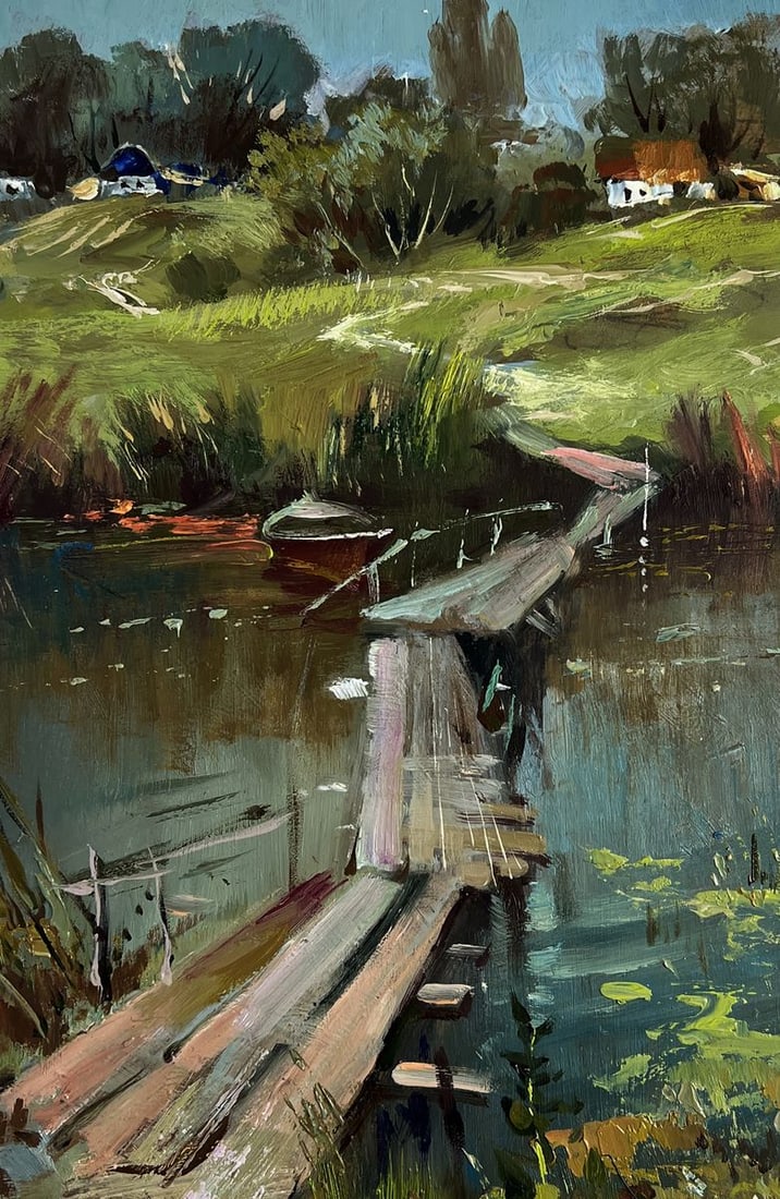 Oil painting Bridge to the village Yuriy Suprunchuk - 9