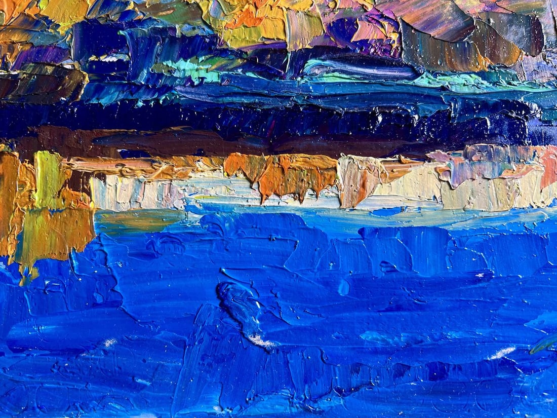 Oil painting Overlooking the city river Boris Serdyuk - 8