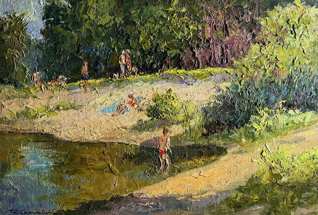 Oil painting Summer vacation on the river Boris Serdyuk - 3