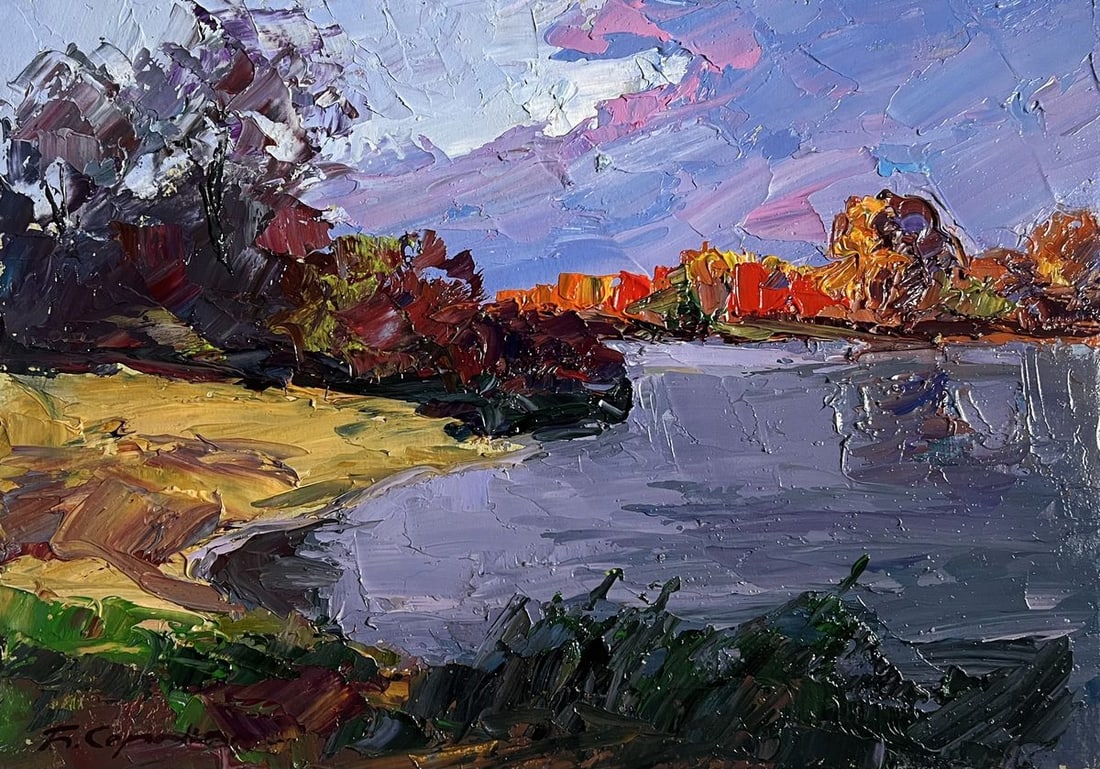 Oil painting The beauty of an autumn evening Boris Serdyuk - 3