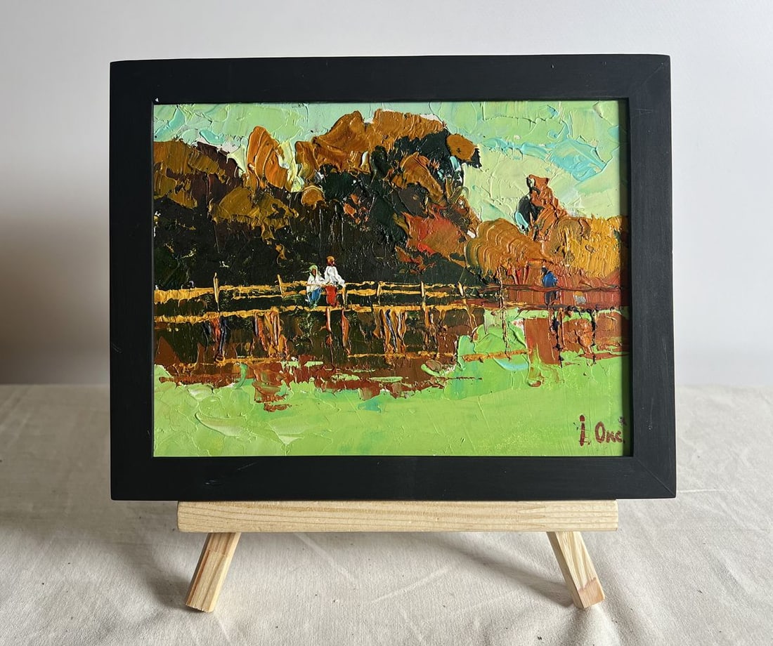 Oil painting Walking on the river bridge Oksana Kalenyuk (1 of 10)