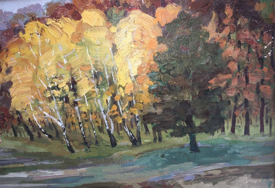 Autumn forest oil painting - 3