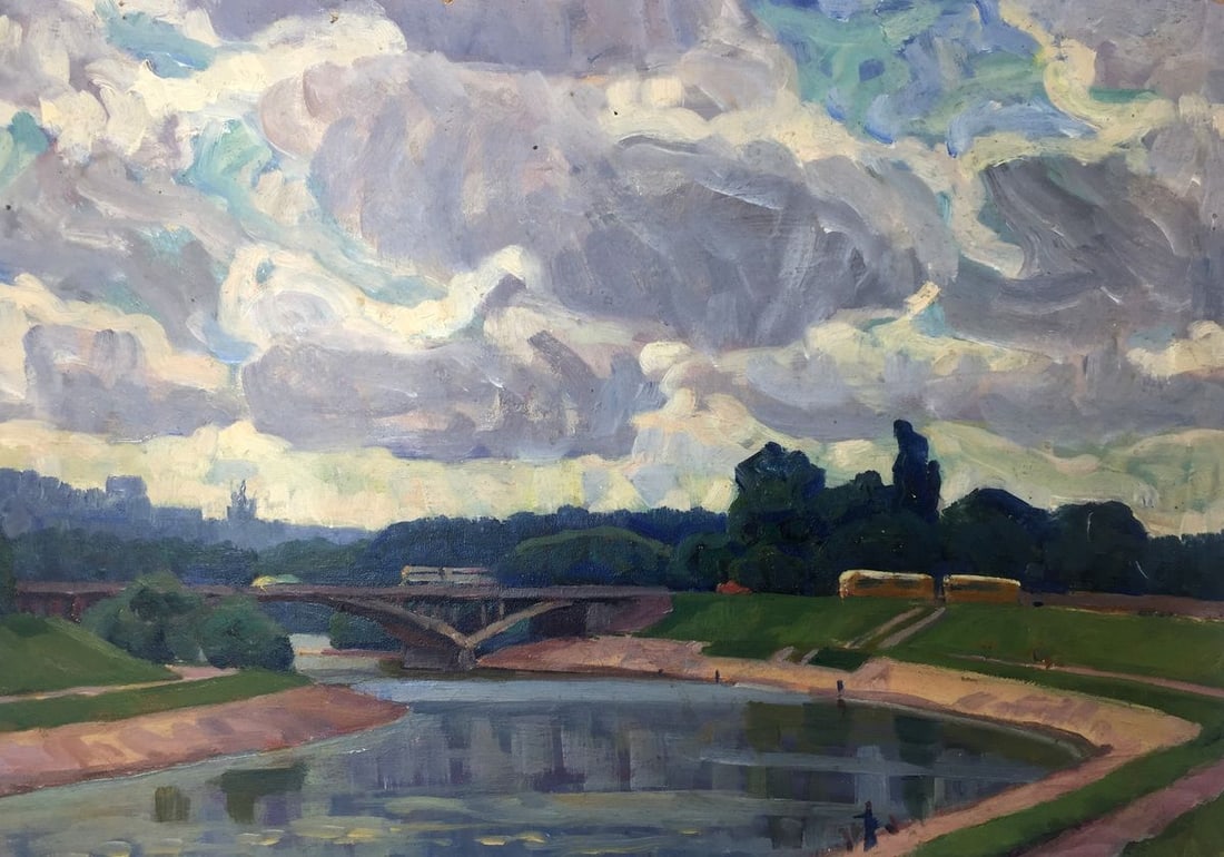Oil painting Village Rusanovka Khrustalenko Nikolay Alexandrovich: Title: Oil painting Village Rusanovka Khrustalenko Nikolay Alexandrovich Description: NoGS 194 *** ABOUT THIS PAINTING *** * TITLE: "Village Rusanovka" * ARTISTS: Khrustalenko Nikolay Alexandrovich *