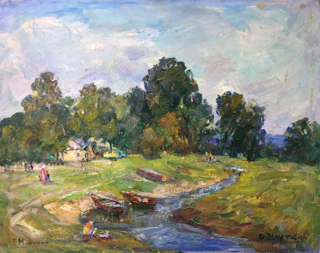 Oil painting Warm summer Minsky Grigory Semenovich: Title: Oil painting Warm summer Minsky Grigory Semenovich Description: NoGS 226 *** ABOUT THIS PAINTING *** * TITLE: "Warm summer" * ARTISTS: Minsky Grigory Semenovich * SIZE: 40x50 cm/'15.74x19.68