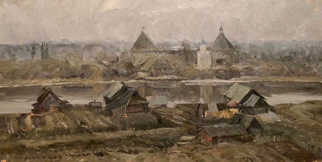 Oil painting Volkhov village Zhezher Anatoly Mikhailovich: Title: Oil painting Volkhov village Zhezher Anatoly Mikhailovich Description: NoGS 330 *** ABOUT THIS PAINTING *** * TITLE: "Volkhov village" * ARTISTS: Zhezher Anatoly Mikhailovich * SIZE: 41x80 cm/'