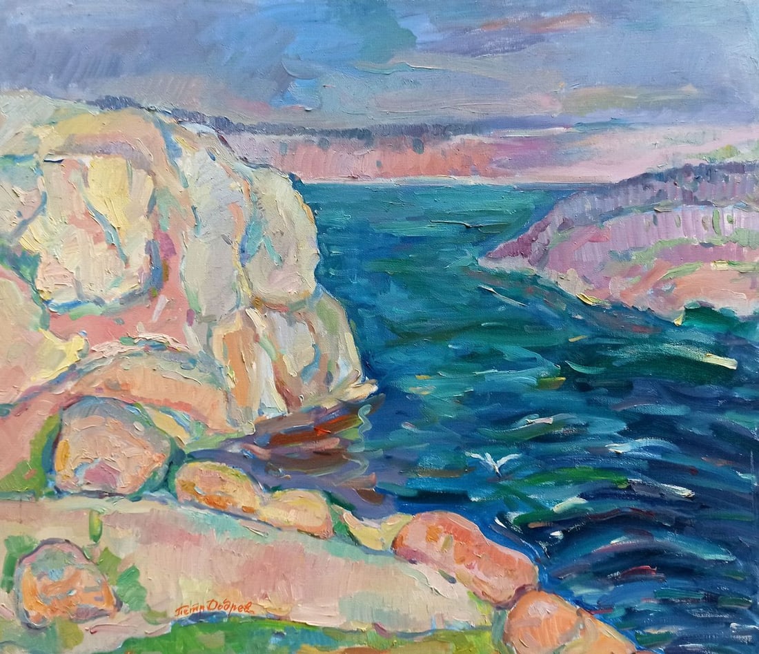 Oil painting White rock Peter Tovpev: Title: Oil painting White rock Peter Tovpev Description: NoDobr 161 *** ABOUT THIS PAINTING *** * TITLE: "White rock" * ARTISTS: Peter Tovpev * SIZE: 70x80 cm/'27.55x31.49 inches' * MEDIUM: oil,