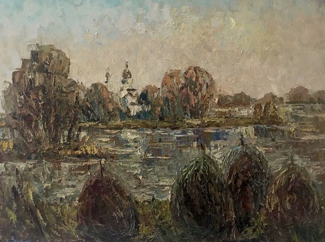 Oil painting Settlement Kalenyuk Oksana: Title: Oil painting Settlement Kalenyuk Oksana Description: NoKalen 261 *** ABOUT THIS PAINTING *** * TITLE: "Settlement" * ARTISTS: Kalenyuk Oksana * SIZE: 60x80 cm/'23.62x31.49 inches' * MEDIUM: