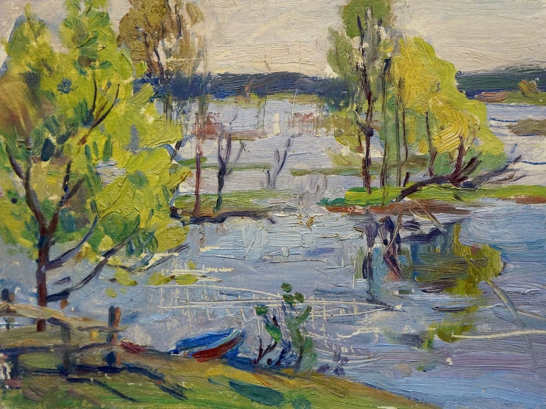 Oil painting Natural landscape: Title: Oil painting Natural landscape Description: NoVerns 274 *** ABOUT THIS PAINTING *** * TITLE: "Natural landscape" * ARTISTS: Unknown artist * SIZE: 27x35 cm/'10.62x13.77 inches' * MEDIUM: oil,