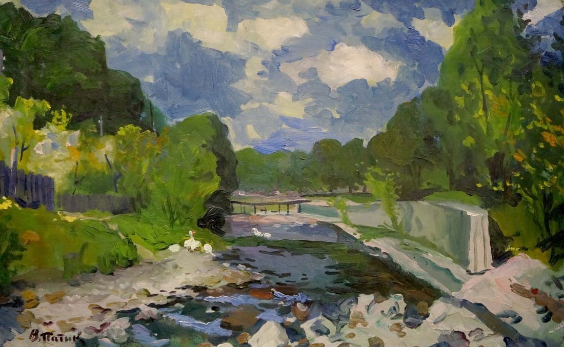 Oil painting The river flows Patik Volodymyr Yosypovych: Title: Oil painting The river flows Patik Volodymyr Yosypovych Description: NoVerns 288 *** ABOUT THIS PAINTING *** * TITLE: "The river flows" * ARTISTS: Patik Volodymyr Yosypovych * SIZE: 50x80 cm/'1