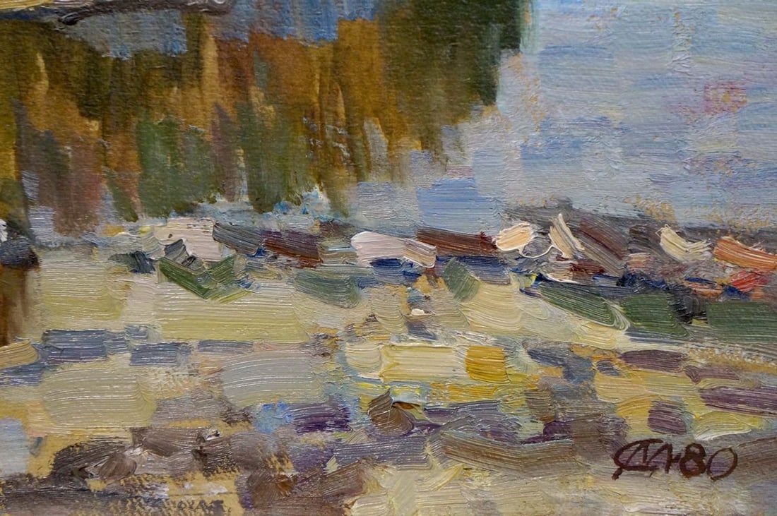 Oil painting River landscape - 5