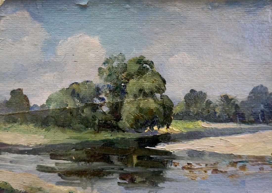 Oil painting Before the rain: Title: Oil painting Before the rain Description: NoVerns 355 *** ABOUT THIS PAINTING *** * TITLE: "Before the rain" * ARTISTS: Unknown artist * SIZE: 13x18 cm/'5.11x7.08 inches' * MEDIUM: oil,