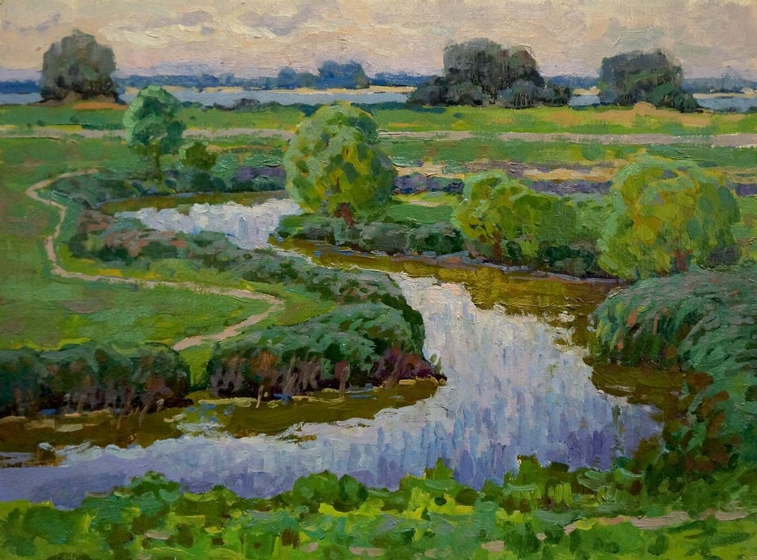 Oil painting In the Dnieper floodplain Ruban Grigory Savelievich: Title: Oil painting In the Dnieper floodplain Ruban Grigory Savelievich Description: NoVerns 396 *** ABOUT THIS PAINTING *** * TITLE: "In the Dnieper floodplain" * ARTISTS: Ruban Grigory Savelievich *