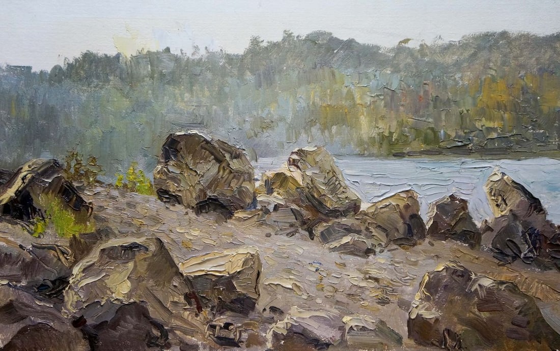 Oil painting Landscape: Title: Oil painting Landscape Description: NoVerns 515 *** ABOUT THIS PAINTING *** * TITLE: "Landscape" * ARTISTS: Unknown artist * SIZE: 32x49 cm/'12.59x19.29 inches' * MEDIUM: oil, cardboard * HAND 