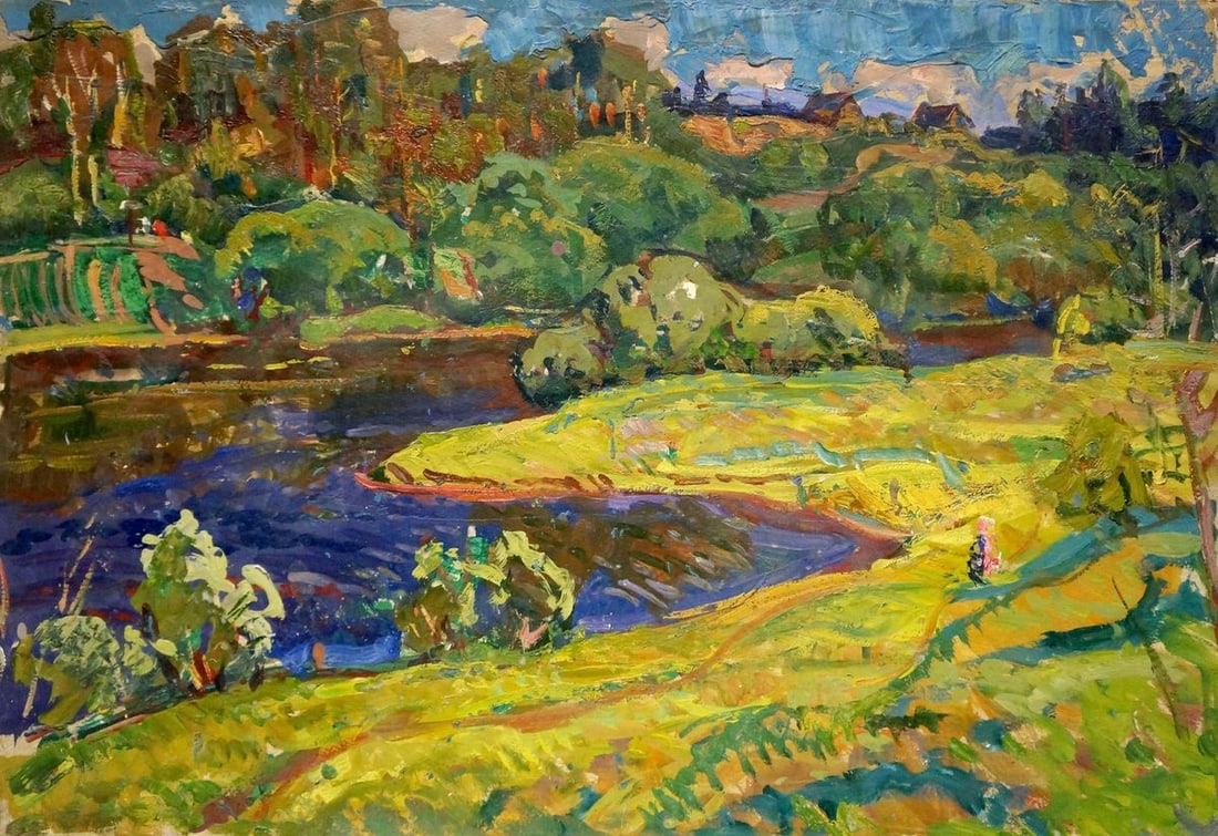 Oil painting Summer landscape Gaiduk Viktor Kirillovich: Title: Oil painting Summer landscape Gaiduk Viktor Kirillovich Description: NoVerns 585 *** ABOUT THIS PAINTING *** * TITLE: "Summer landscape" * ARTISTS: Gaiduk Viktor Kirillovich * SIZE: -x-