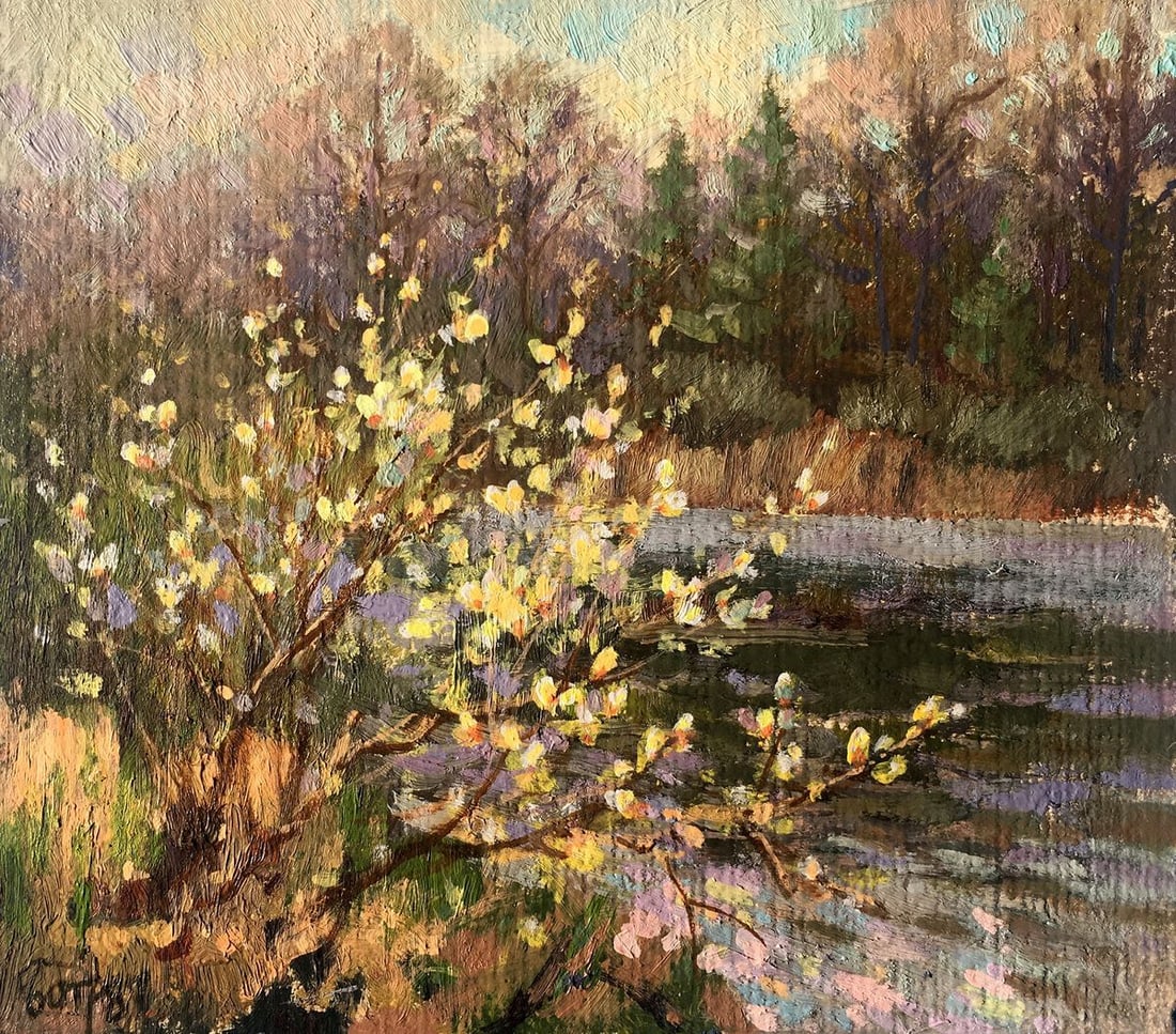 Oil painting Willow blossoms over water Batrakov Vladimir Grigorievich (1 of 12)