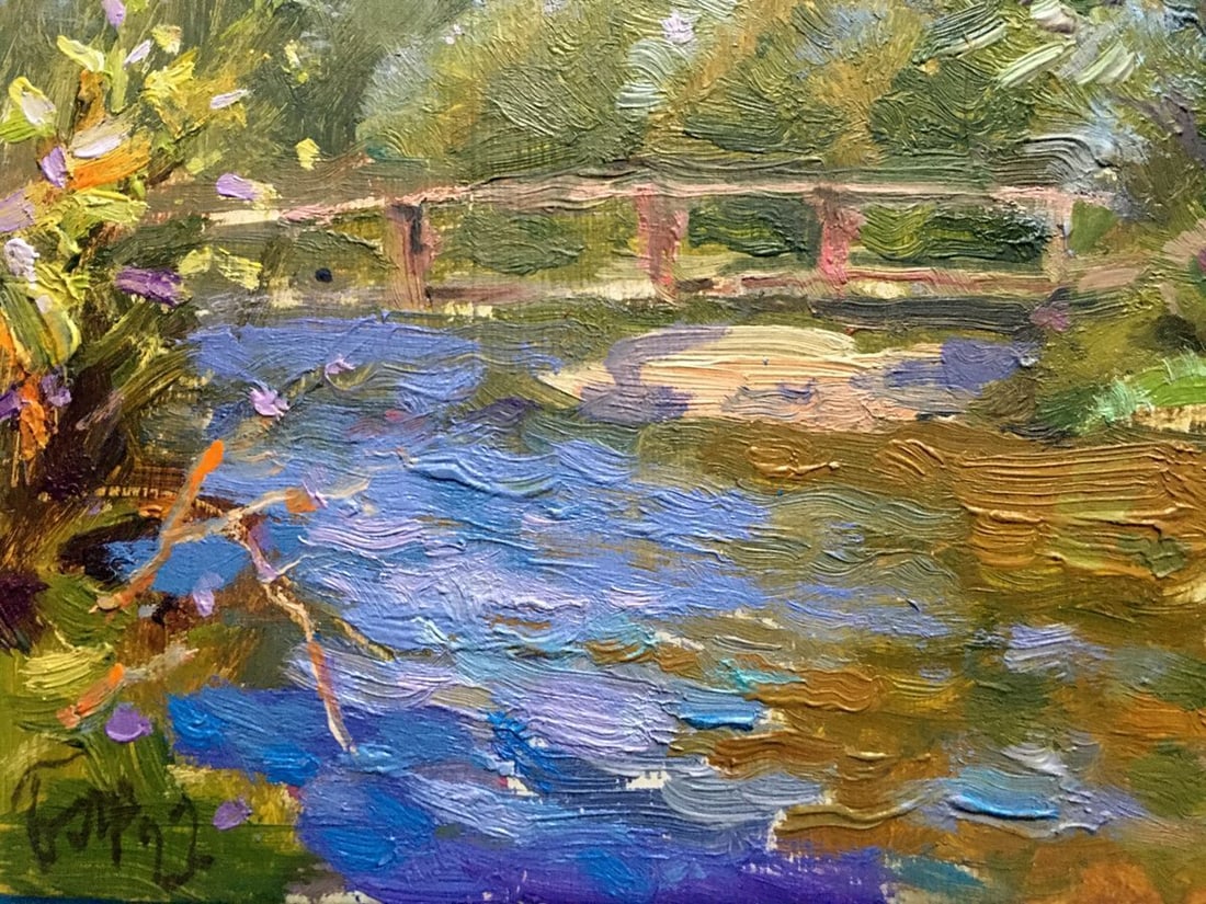 Oil painting Bridge over river Batrakov Vladimir Grigorievich - 11