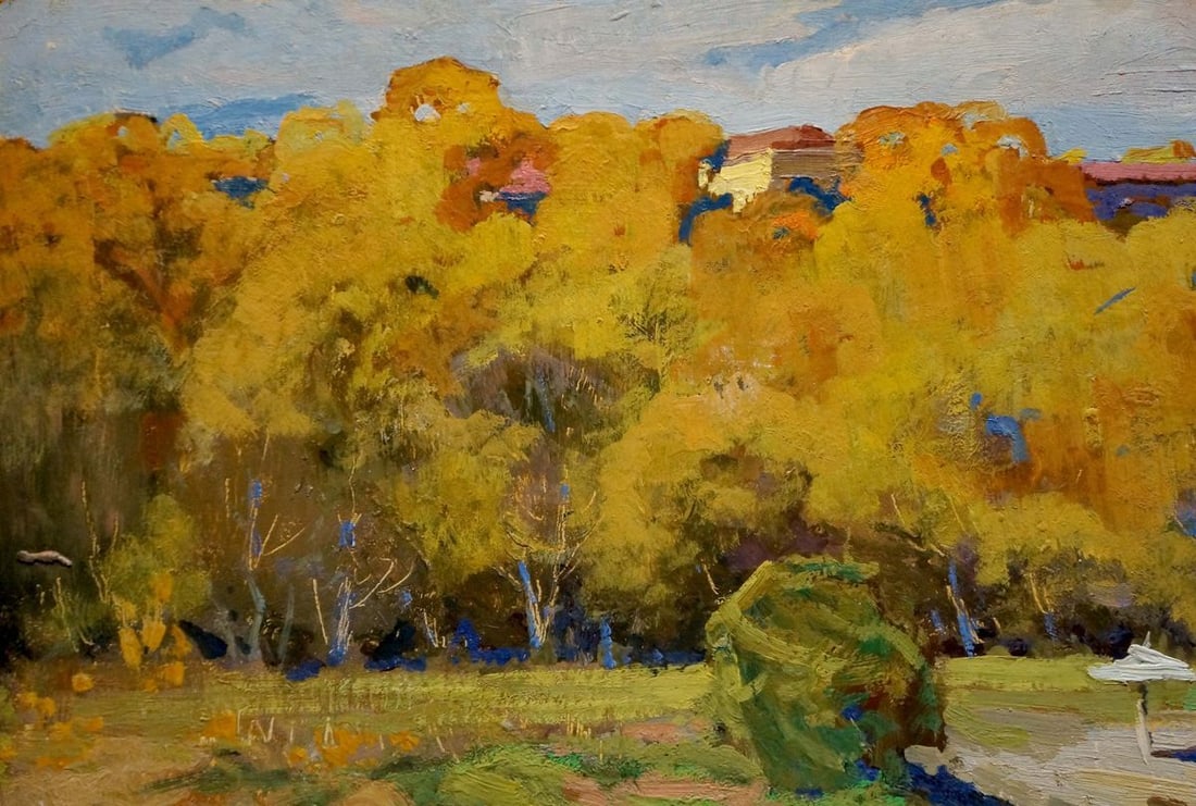 Oil painting Landscape overlooking the city Korostelev Vladimir Alexandrovich - 3