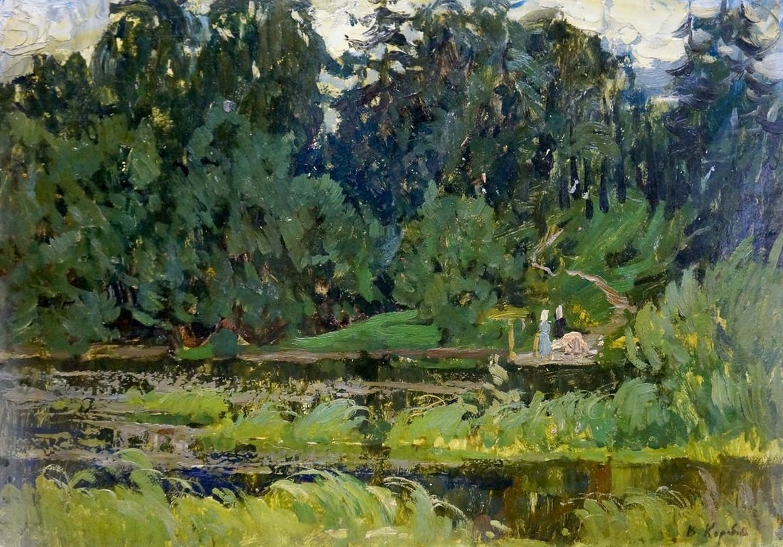 Oil painting River landscape Korobov Vladimir Andreevich: Title: Oil painting River landscape Korobov Vladimir Andreevich Description: NoVerns 671 *** ABOUT THIS PAINTING *** * TITLE: "River landscape" * ARTISTS: Korobov Vladimir Andreevich * SIZE: 50x70 cm/