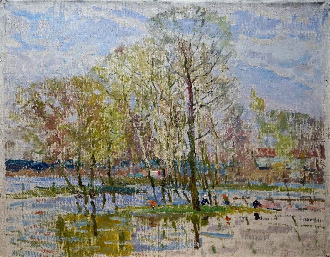 Oil painting Children by the pond Sevastyanov Viktor Grigorievich (1 of 8)