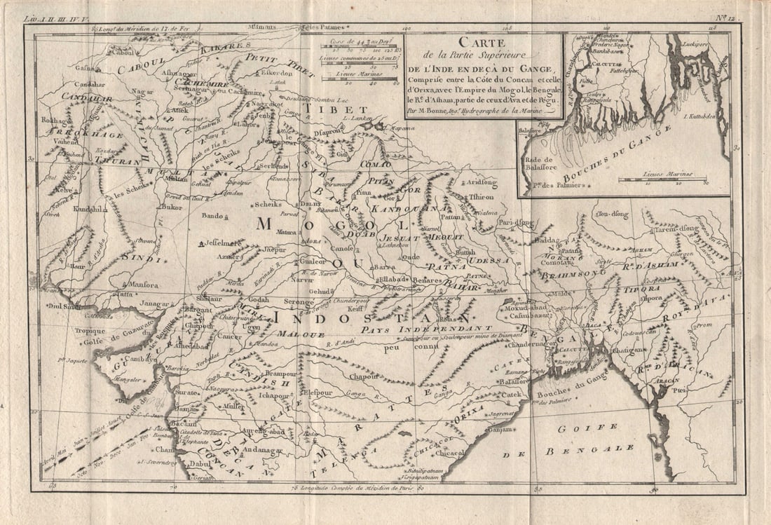 Partie Superieure de l'Inde en deca du Gange. Northern India. BONNE 1780 map (1 of 1)