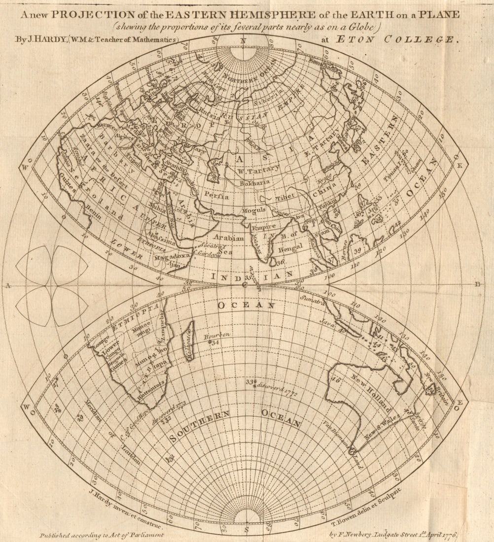 New projection of the Eastern Hemisphere of the Earth on a plane. BOWEN 1776 map (1 of 1)