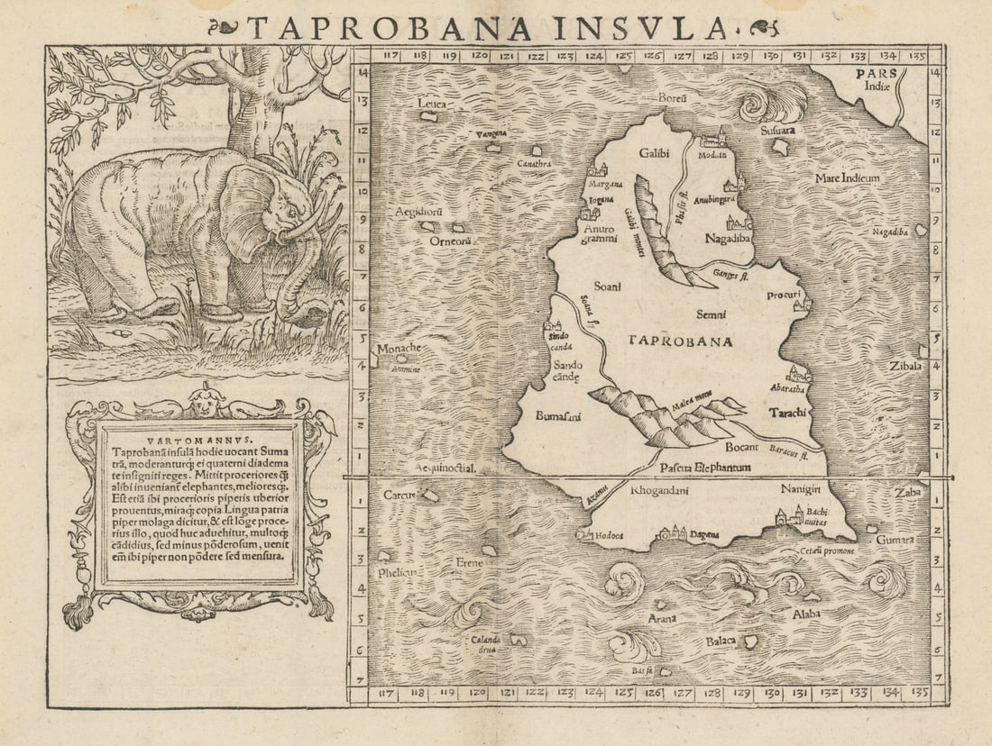 Taprobana insula. Sri Lanka / Ceylon. SEBASTIAN MuNSTER 1572 old antique map (1 of 1)